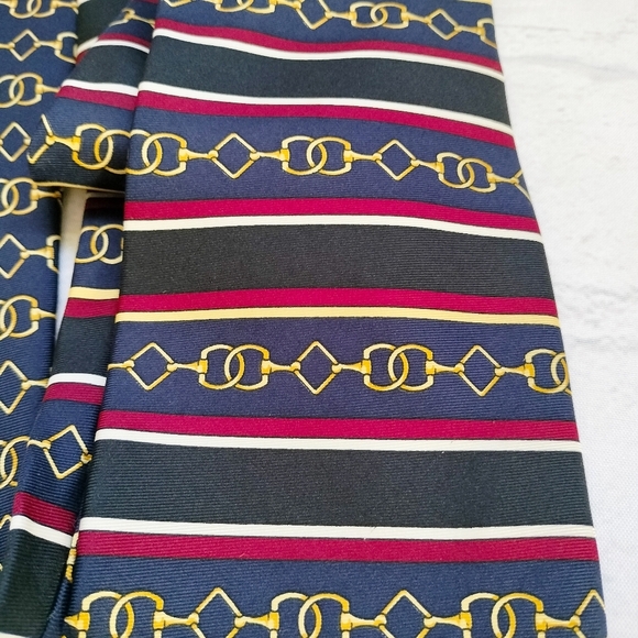 Paolo Gucci Vintage Silk Necktie Tie Made in Italy Striped Link Multicolored - Picture 1 of 10
